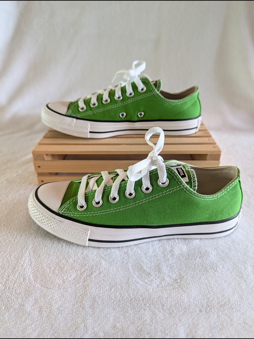 Lime Green Low-Top Converse Sneakers - Picture 3 of 7